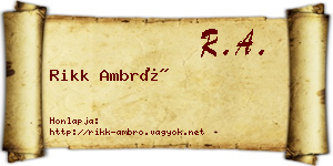 Rikk Ambró névjegykártya